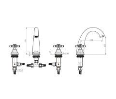 BOHEME Royal Crystal 277-Royal/CRST 3lü Lavabo bataryası