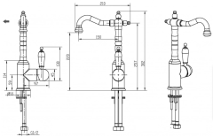 BOHEME Tradizionale Nero 242 Uzun Lavabo Bataryası