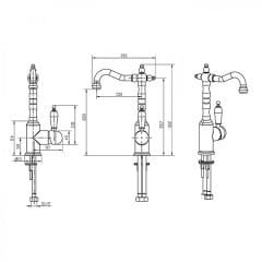 BOHEME Tradizionale Oro Uzun Lavabo Bataryası