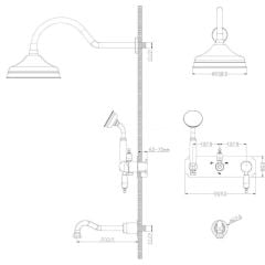 BOHEME Tradizionale Oro Ankastre Banyo Bataryası El Duşu ve Gold Tepe Duşlu (Gagalı)