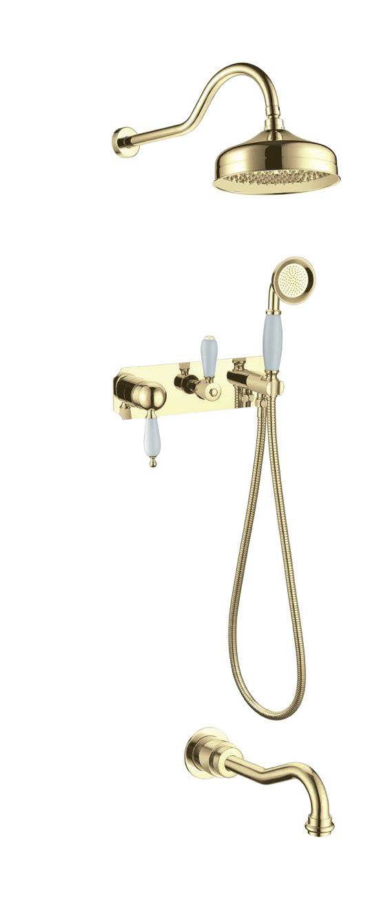BOHEME Tradizionale Oro Ankastre Banyo Bataryası El Duşu ve Gold Tepe Duşlu (Gagalı)