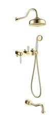BOHEME Tradizionale Oro Ankastre Banyo Bataryası El Duşu ve Gold Tepe Duşlu (Gagalı)