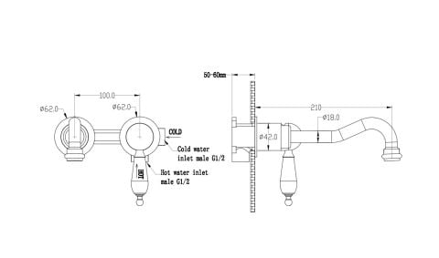 BOHEME Tradizionale Oro Ankastre Lavabo Bataryası