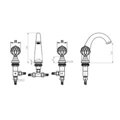 BOHEME Tradizionale Oro Lavabo Bataryası 3'lü