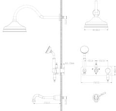 BOHEME Brilante Ripresa 348 Ankastre Banyo Duş Bataryası El Duşu Tepe Duşu (Gagalı)