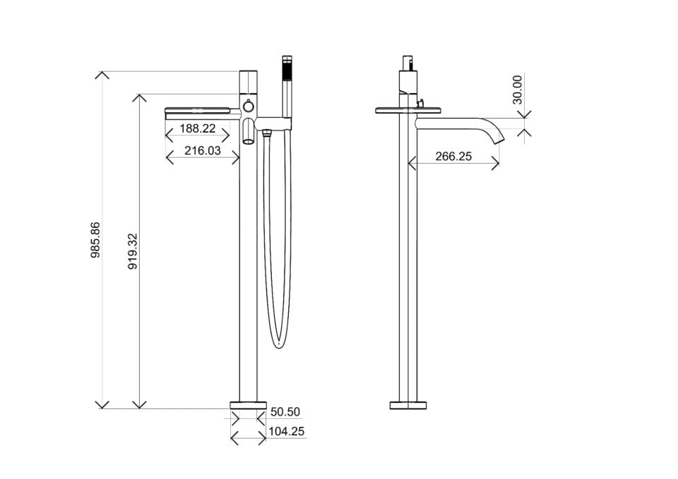 BOHEME Stick Diamond Ankastre Freestanding Küvet Bataryası 129-MW