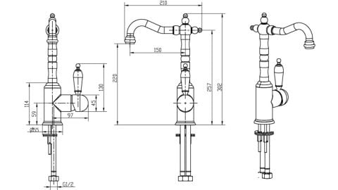 BOHEME Tradizionale Cromo Lavabo Bataryası