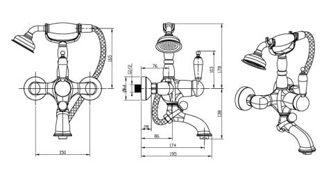 BOHEME Tradizionale Cromo Banyo Duş Bataryası El Duşu