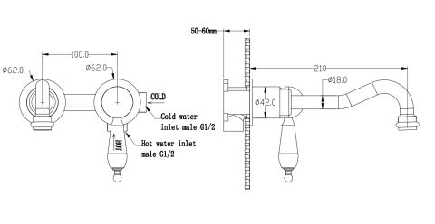BOHEME Tradizionale Cromo Ankastre Lavabo Bataryası
