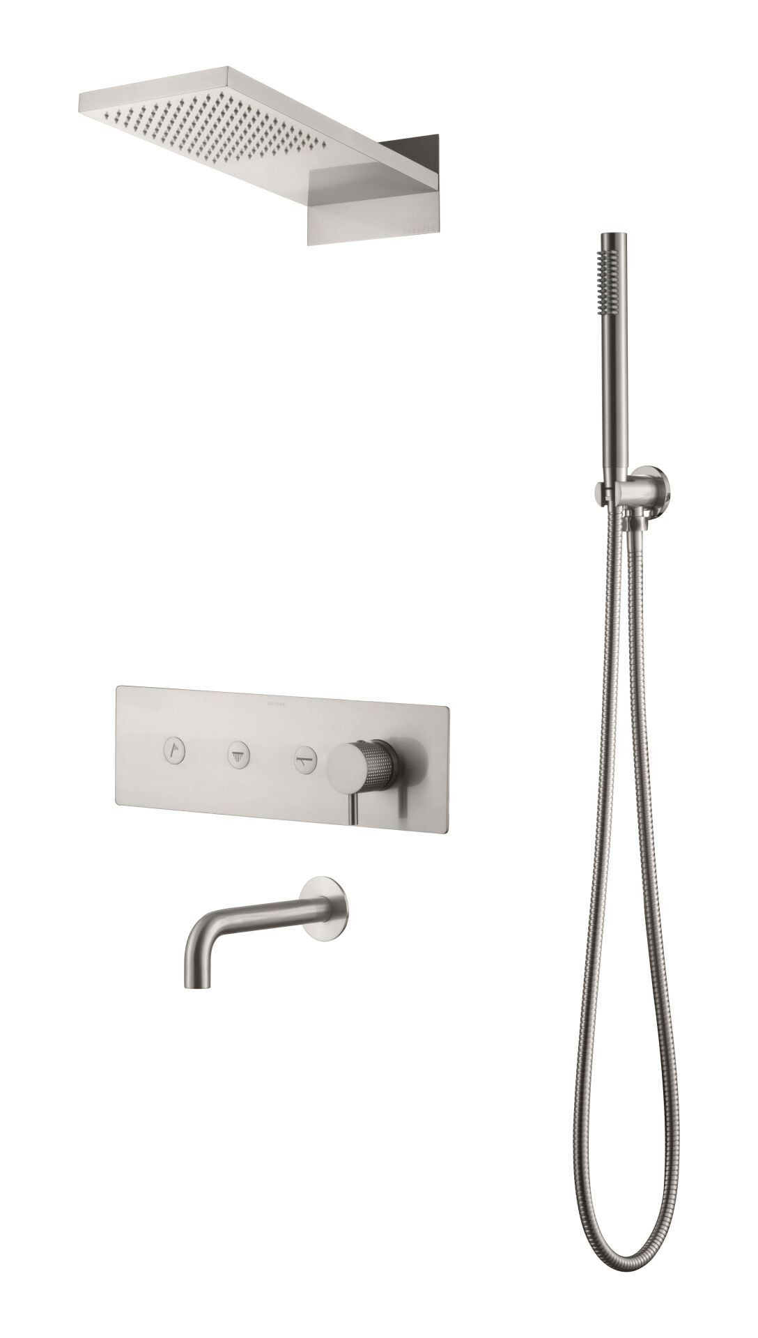 BOHEME Fusion Ankastre Banyo Bataryası El Duşu ve Tepe Duşlu Su Çıkış Uçlu Gaga 130-2-NB