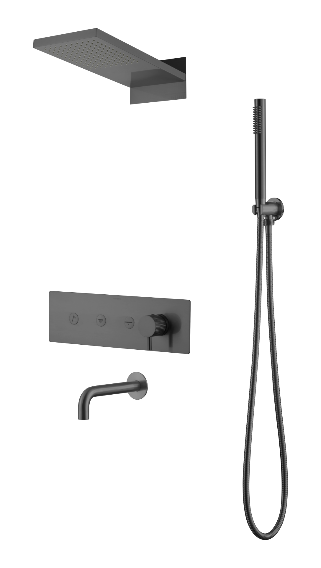 BOHEME Fusion Ankastre Banyo Bataryası El Duşu ve Tepe Duşlu Su Çıkış Uçlu Gaga 130-2-GM