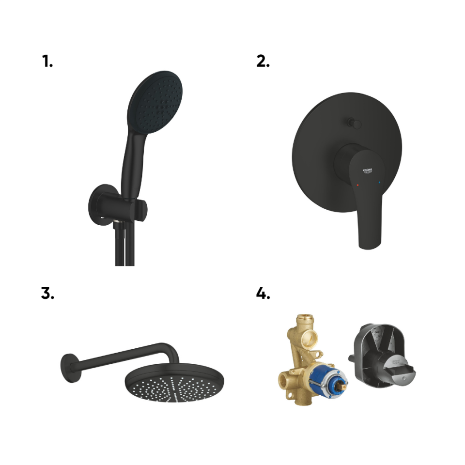 GROHE EUROSMART ANKASTRE SET MATTE BLACK 33961000-194502433-1022182430-264062433