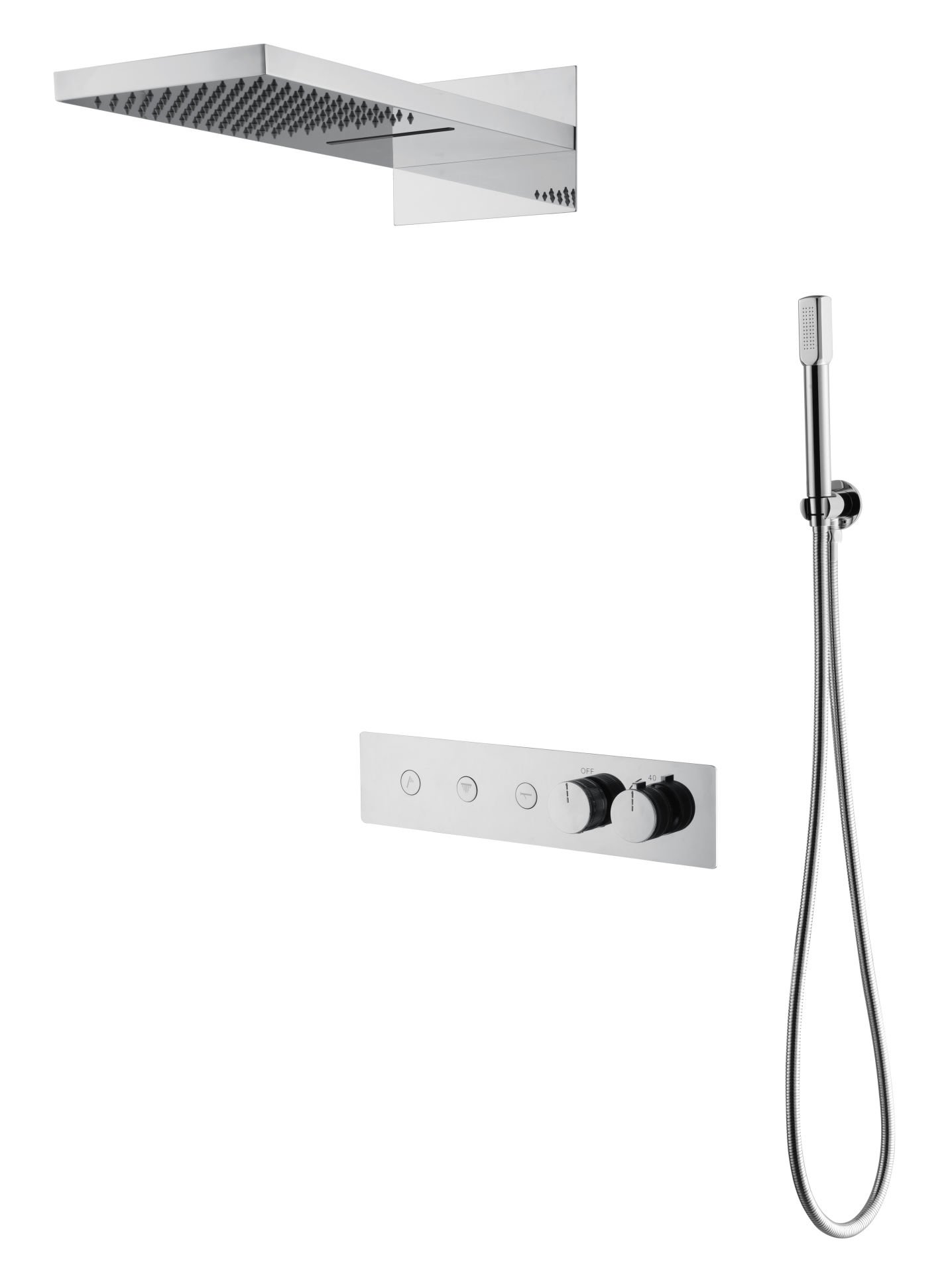 BOHEME Fusion Termostatlı Ankastre Banyo Bataryası El Duşu ve Tepe Duşlu 131-CR