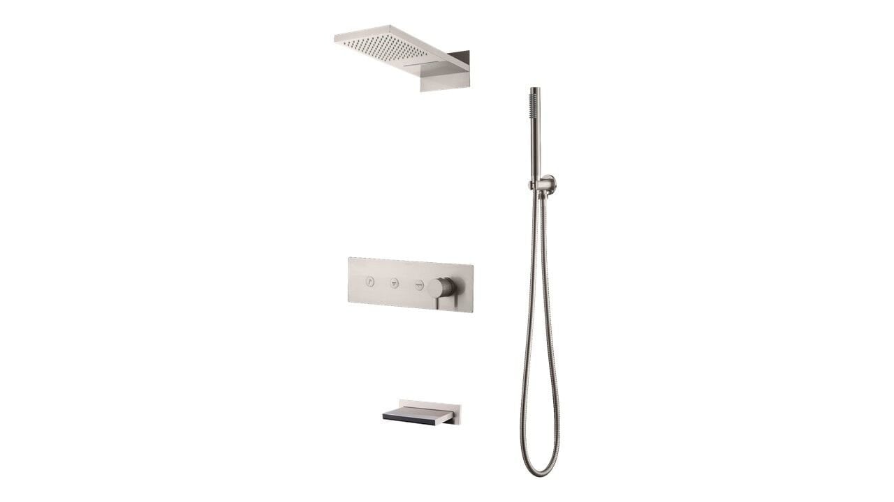 BOHEME Fusion Ankastre Banyo Bataryası El Duşu ve Tepe Duşlu + Su Çıkışlı Şelale 130/2-NB
