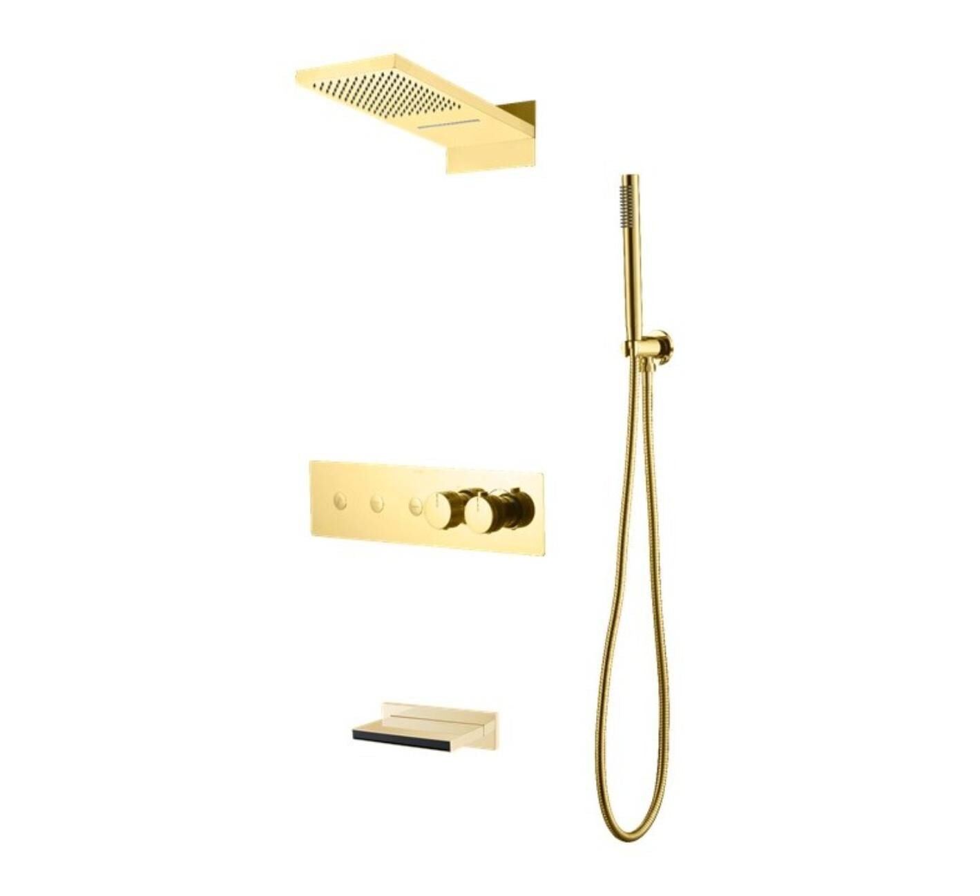 BOHEME Fusion Termostatlı Ankastre Banyo Bataryası El Duşu ve Tepe Duşlu + Su Çıkışlı Şelale 131/2-G