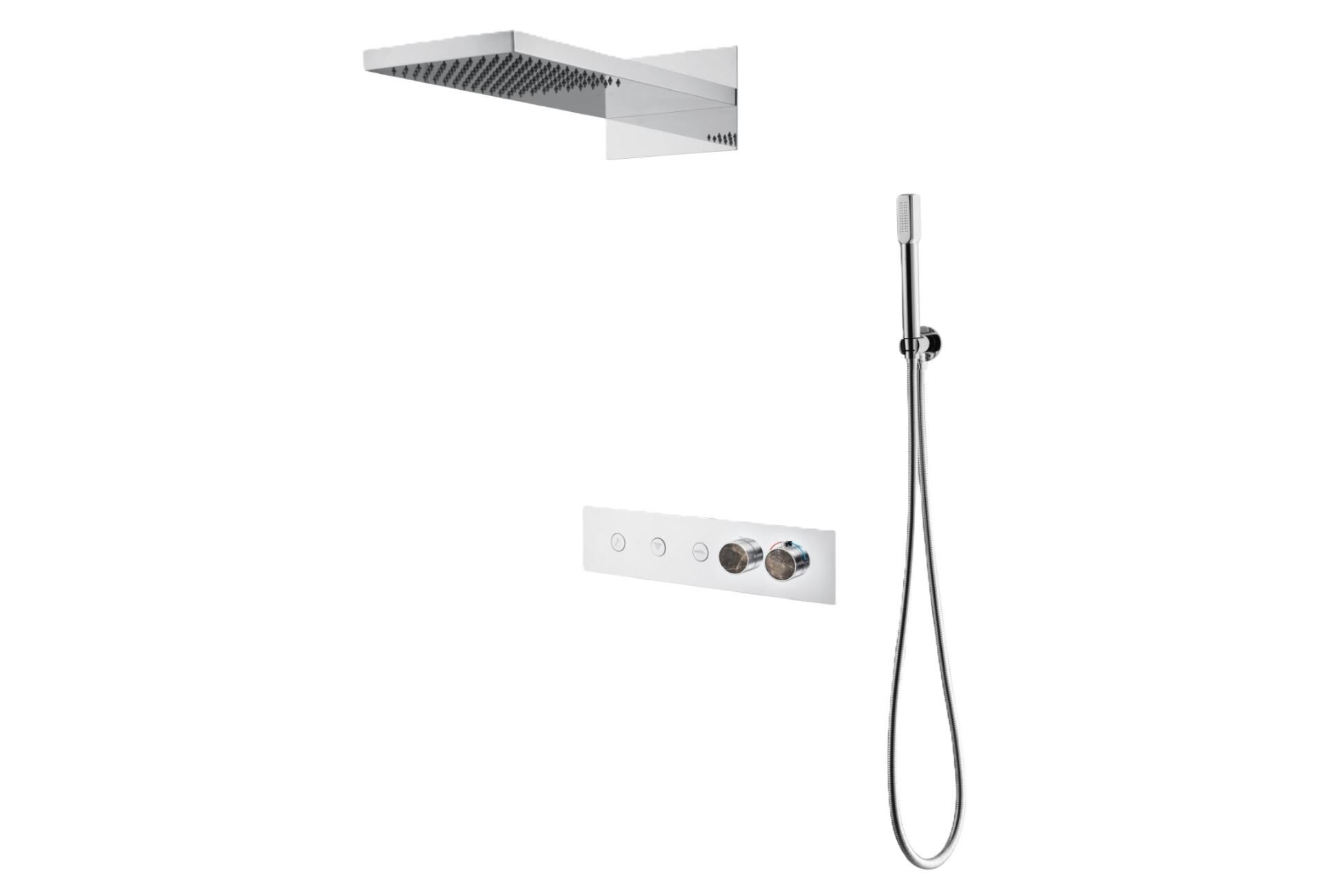 BOHEME Fusion Mermer Termostatlı Ankastre Banyo Bataryası El Duşlu ve Tepe Duşlu 131-B-EMP