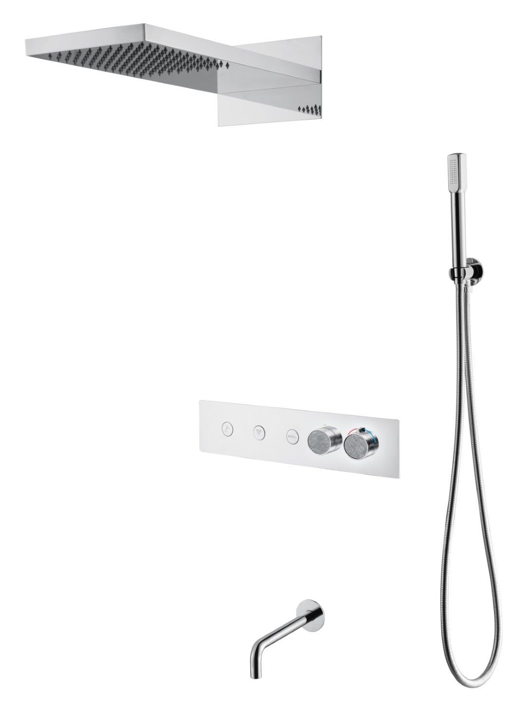 BOHEME Fusion Mermer Termostatlı Ankastre Banyo Bataryası El Duşlu ve Tepe Duşlu Gaga Su Çıkışlı