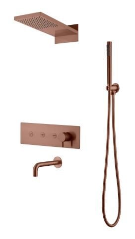 BOHEME Fusion Ankastre Banyo Bataryası El Duşu ve Tepe Duşlu Su Çıkış Uçlu Gaga 130-2-CB