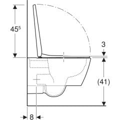 GEBERIT 501.671.00.1 iCon Square taharet fonksiyonlu alçak tip asma klozet seti, kapalı form, Rimfree, klozet kapaklı