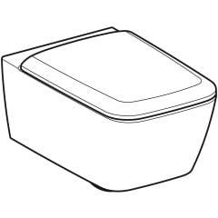 GEBERIT 501.671.00.1 iCon Square taharet fonksiyonlu alçak tip asma klozet seti, kapalı form, Rimfree, klozet kapaklı