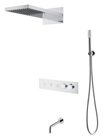 BOHEME Fusion Mermer Termostatlı Ankastre Banyo Bataryası El Duşlu ve Tepe Duşlu Gaga Su Çıkışlı 131-2-CR-BC