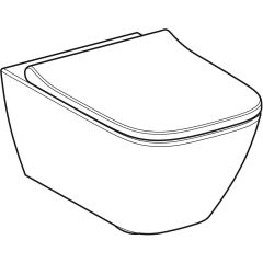 GEBERIT 501.668.00.1 Smyle Square taharet fonksiyonlu alçak tip asma klozet seti, kapalı form, Rimfree, klozet kapaklı, örtüşen kapak