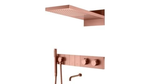 BOHEME Zodiac Termostatlı Ankastre Banyo Bataryası El Duşu ve Tepe Duşlu + Gaga 133/2-CB