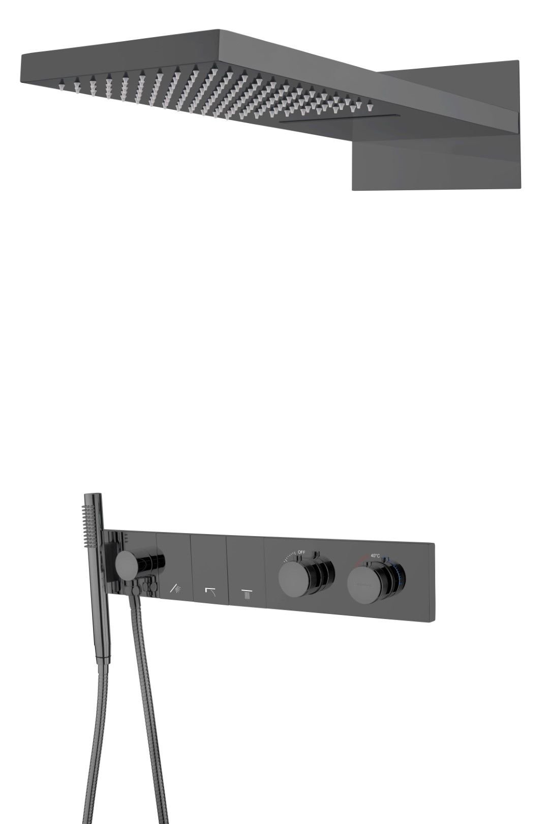 BOHEME Zodiac Termostatlı Ankastre Banyo Bataryası El Duşu ve Tepe Duşlu 133-SGM