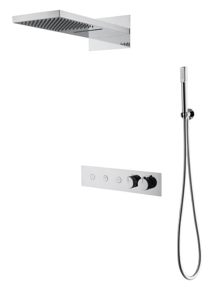 BOHEME Fusion Termostatlı Ankastre Banyo Bataryası El Duşu ve Tepe Duşlu