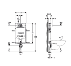 GEBERIT 110.174.00.1 Gömme Rezervuar Alpha - 8 cm - Kombifix - Ayaklı