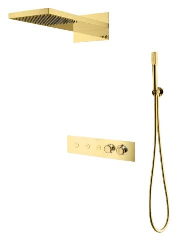 BOHEME Fusion Aura Termostatlı Ankastre Banyo Bataryası El Duşlu ve Tepe Duşlu 131-G-AU
