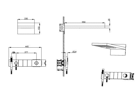 BOHEME Zodiac Aura Ankastre Banyo Bataryası El Duşlu ve Tepe Duşlu 132-G-AU
