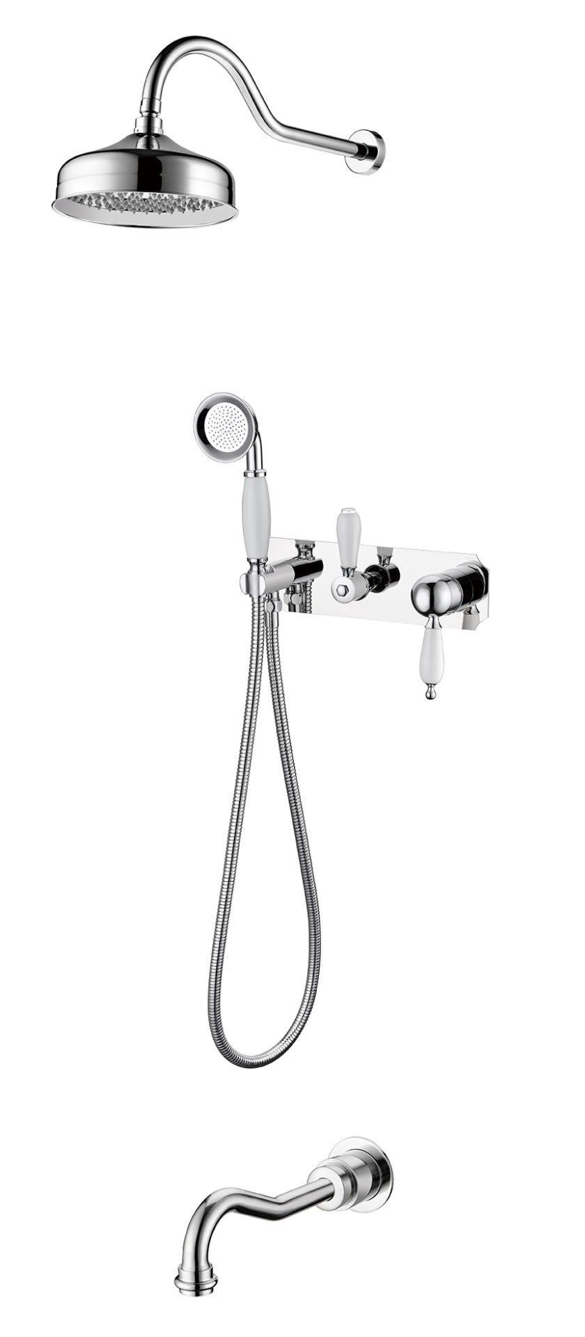 BOHEME Tradizionale Cromo Ankastre Banyo Duş Bataryası El Duşu Tepe Duşu (Gagalı)