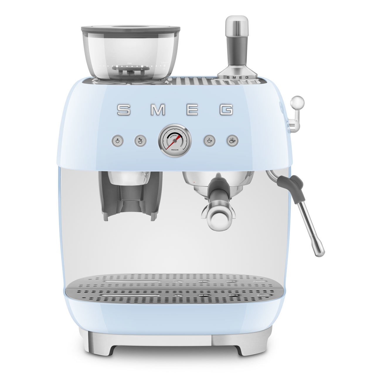 ÖĞÜTÜCÜLÜ ESPRESSO KAHVE MAKİNESİ PASTEL MAVİ ÖĞÜTÜCÜLÜ ESPRESSO KAHVE MAKİNESİ
