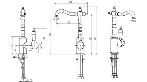 BOHEME Tradizionale Oro Uzun Lavabo Bataryası