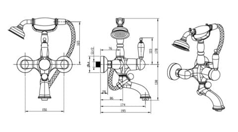BOHEME Tradizionale Oro Banyo Bataryası El Duşu