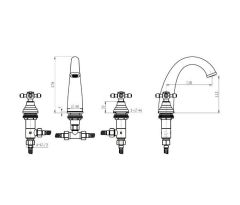 BOHEME Royal Crystal 277-Royal/CRST-B 3lü Lavabo bataryası