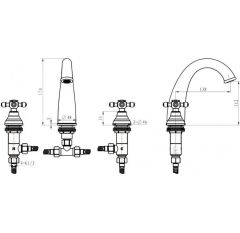 BOHEME Royal Crystal 297-Royal/CRST-B 3lü Lavabo bataryası