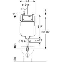 GEBERIT 109.175.00.1 Alpha Helataşı için Gömme Rezervuar 8 cm, 6 / 3 litre