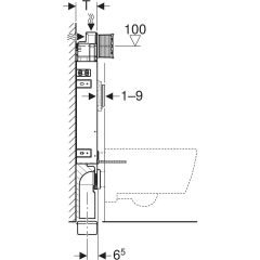 GEBERIT 110.340.00.5 Kombifix Asma klozet için, 108 cm, Sigma 12 cm gömme rezervuar ile, destek ayakları ile