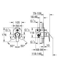 GROHE 29039000 BAUEDGE Ankastre Banyo/Duş Bataryası (iç gövde dahil)