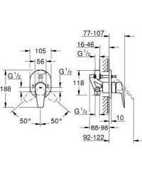GROHE 29079000 BAUEDGE Tek Kumandalı Banyo Bataryası (iç gövde dahil)