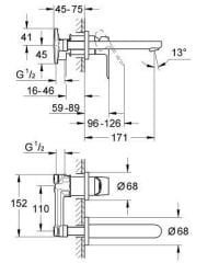 GROHE 20474000 BAUEDGE İki Delikli Lavabo Bataryası